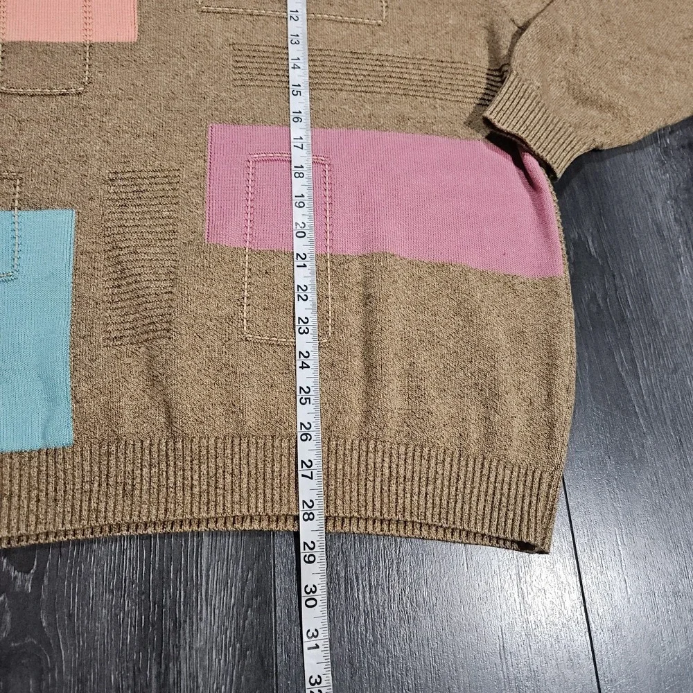 VTG St Croix Shop Knit Sweater Men‎ XL Tan Geometric Tennis Golf Preppy US Made